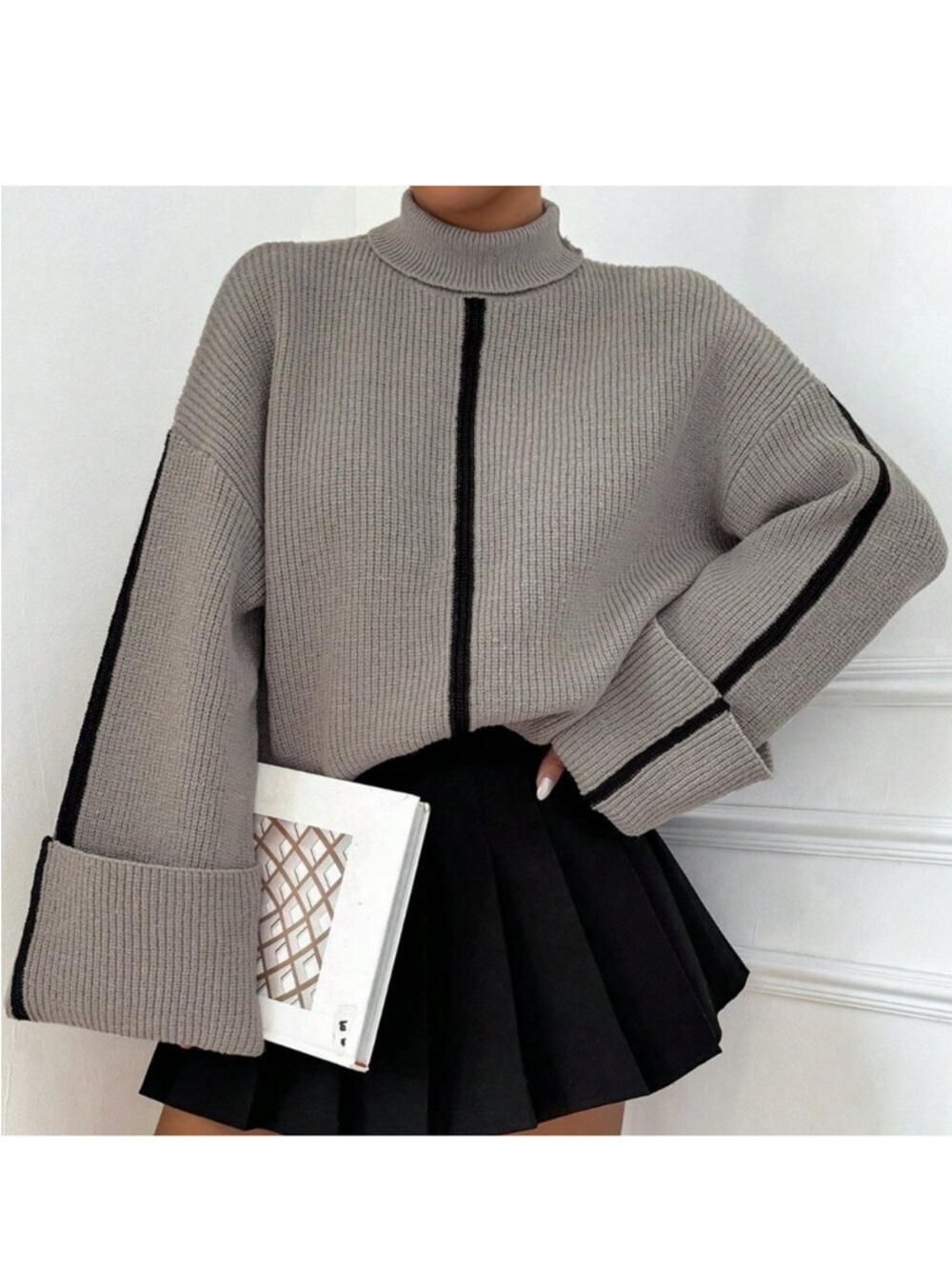 Fall Winter Women's Casual Fold Cuff Turtleneck Sweater top